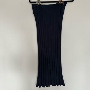 Navy Blue Ribbed Maxi Pencil Skirt for Night Out